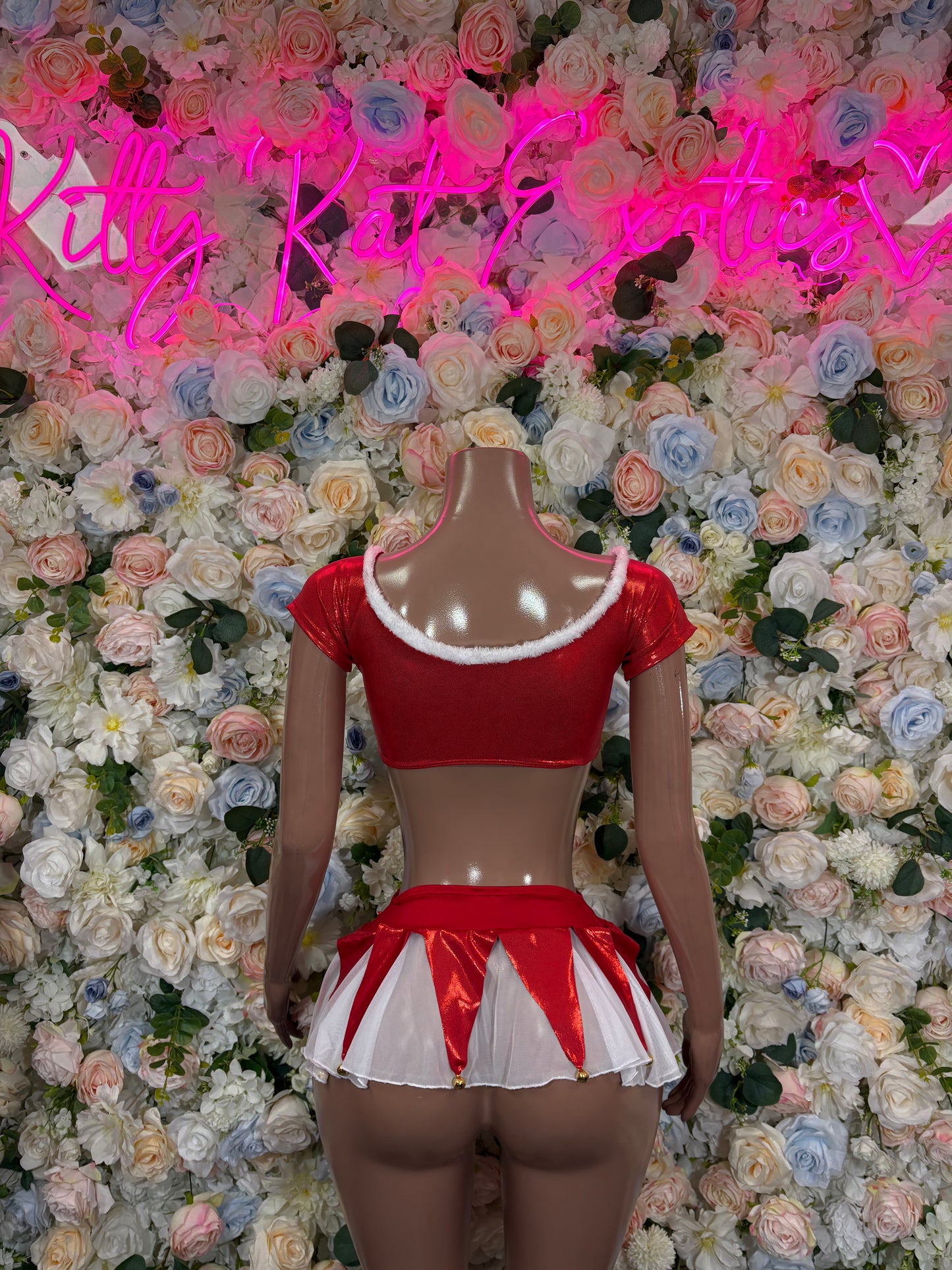 Sexy Candy Cane Two Piece Skirt Set Christmas Costume Santa Baby Bottle Girl Outfit Bartender Dancewear Festival Stripes Leotard