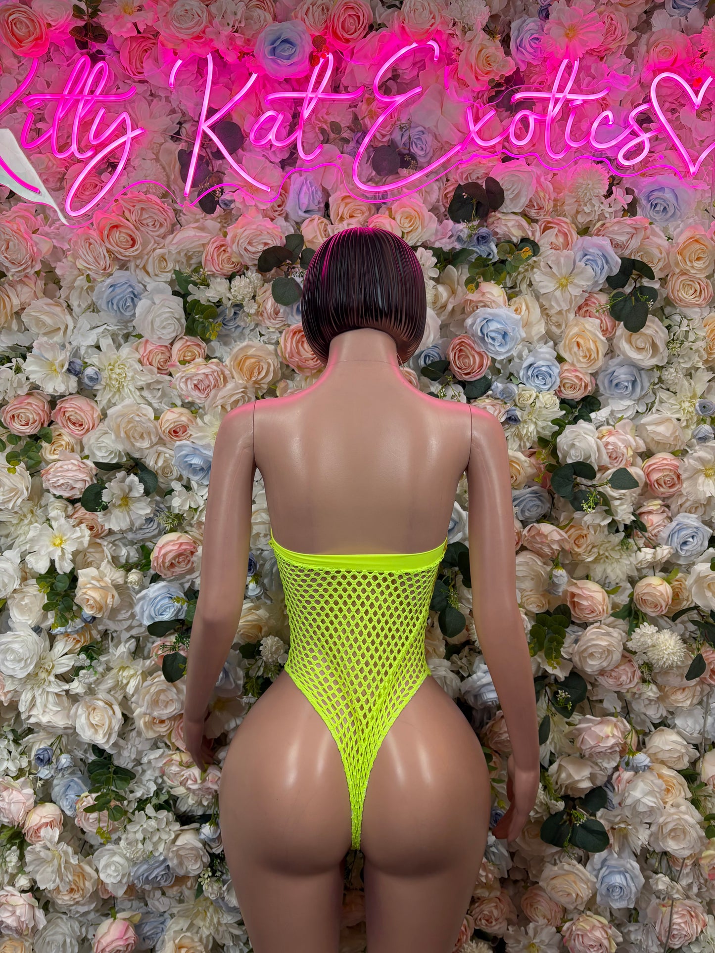 Bottlegirl One-Piece Fishnet Bodysuit - Neon Green  | Exotic Dancewear for Performers, Raves, & Festival Clothing