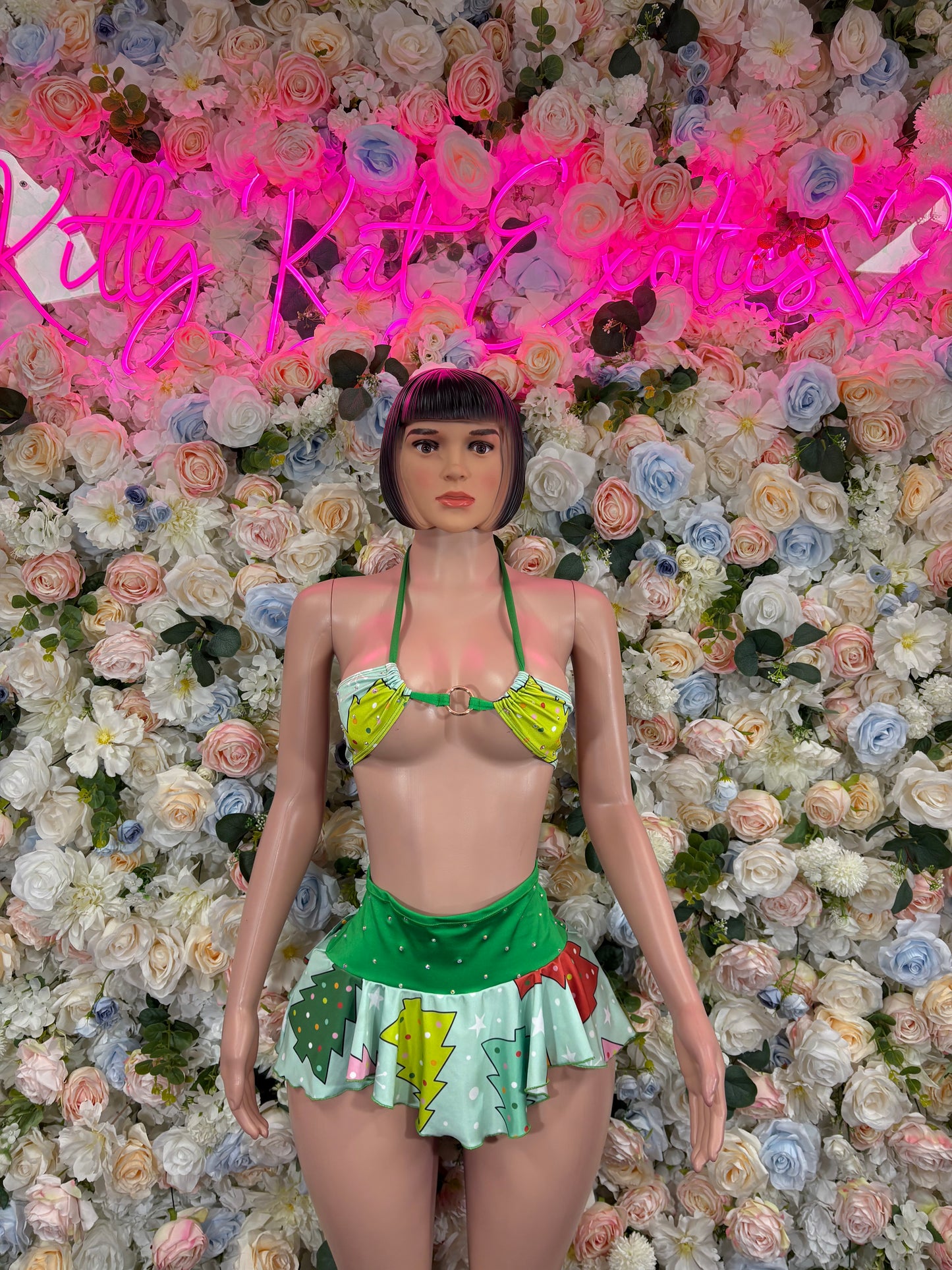 Christmas Costume Two Piece Skirt Set - Holiday Design | Exotic Dancewear for Performers, Bottlegirl