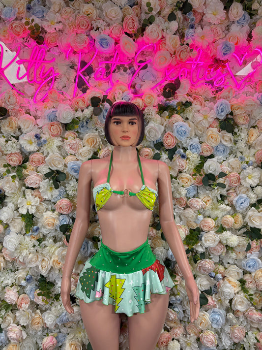 Christmas Costume Two Piece Skirt Set - Holiday Design | Exotic Dancewear for Performers, Bottlegirl