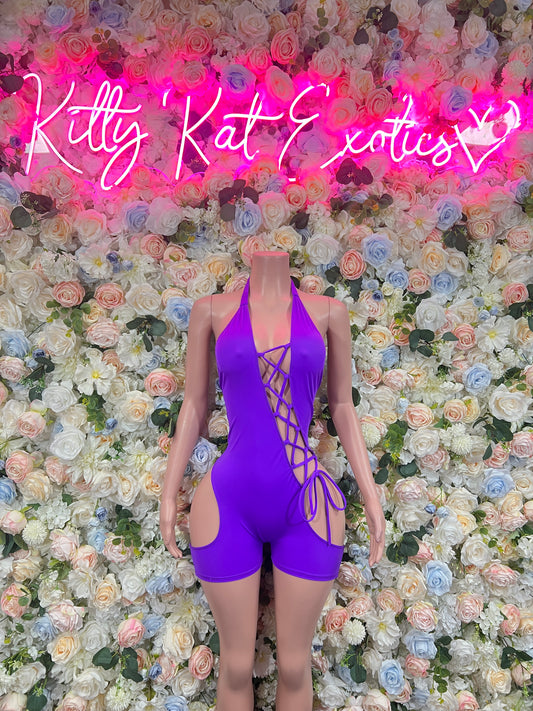 Bottlegirl - Exotic Dancewear Purple One Piece  - Rave Outfit  Sexy for Performers, Events, or Special Occasions