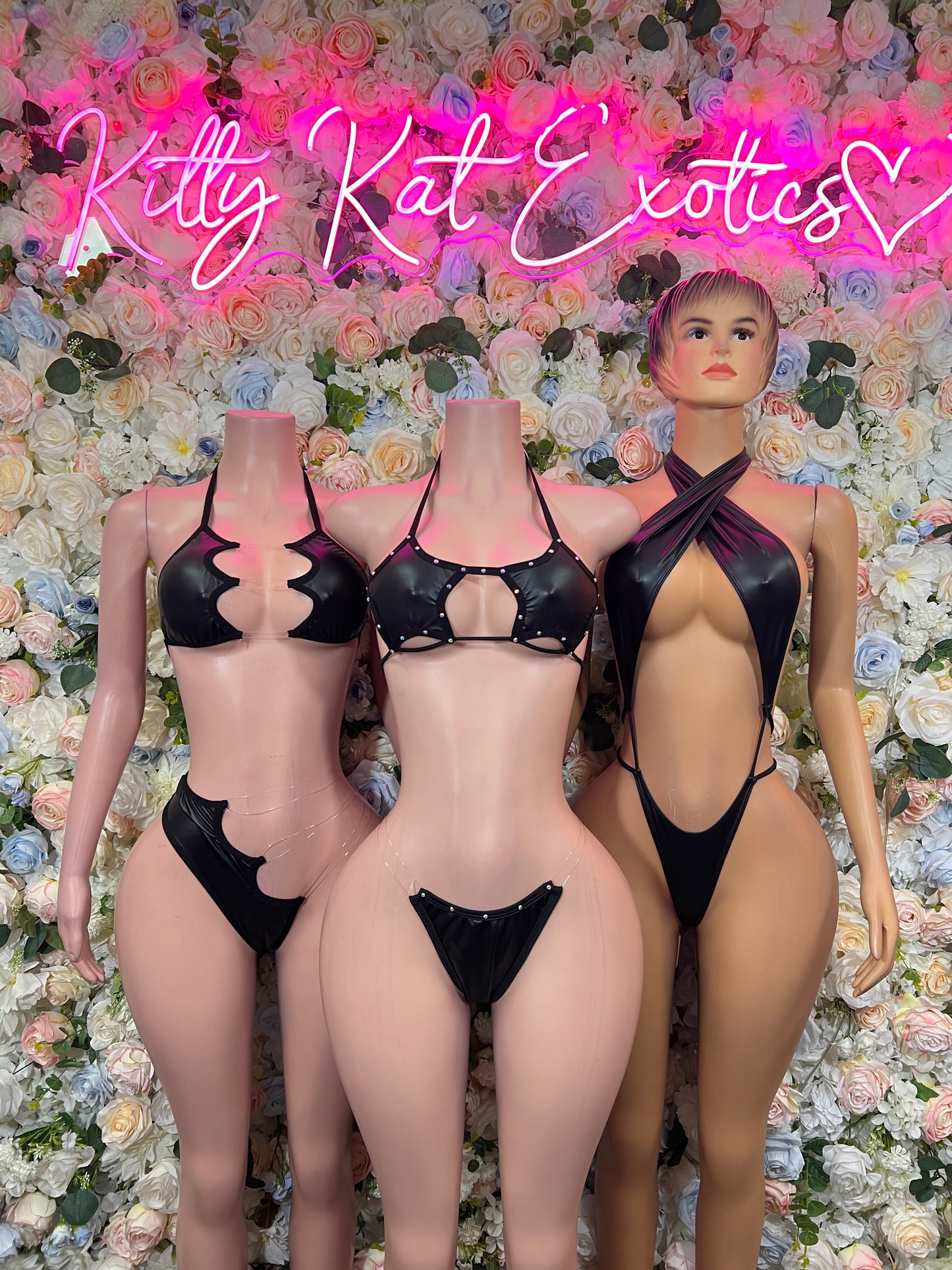Matte Black Latex Two Piece  Bikini – Rave Festival Outfit Bottlegirl Exotic Dance Clubwear Outfit