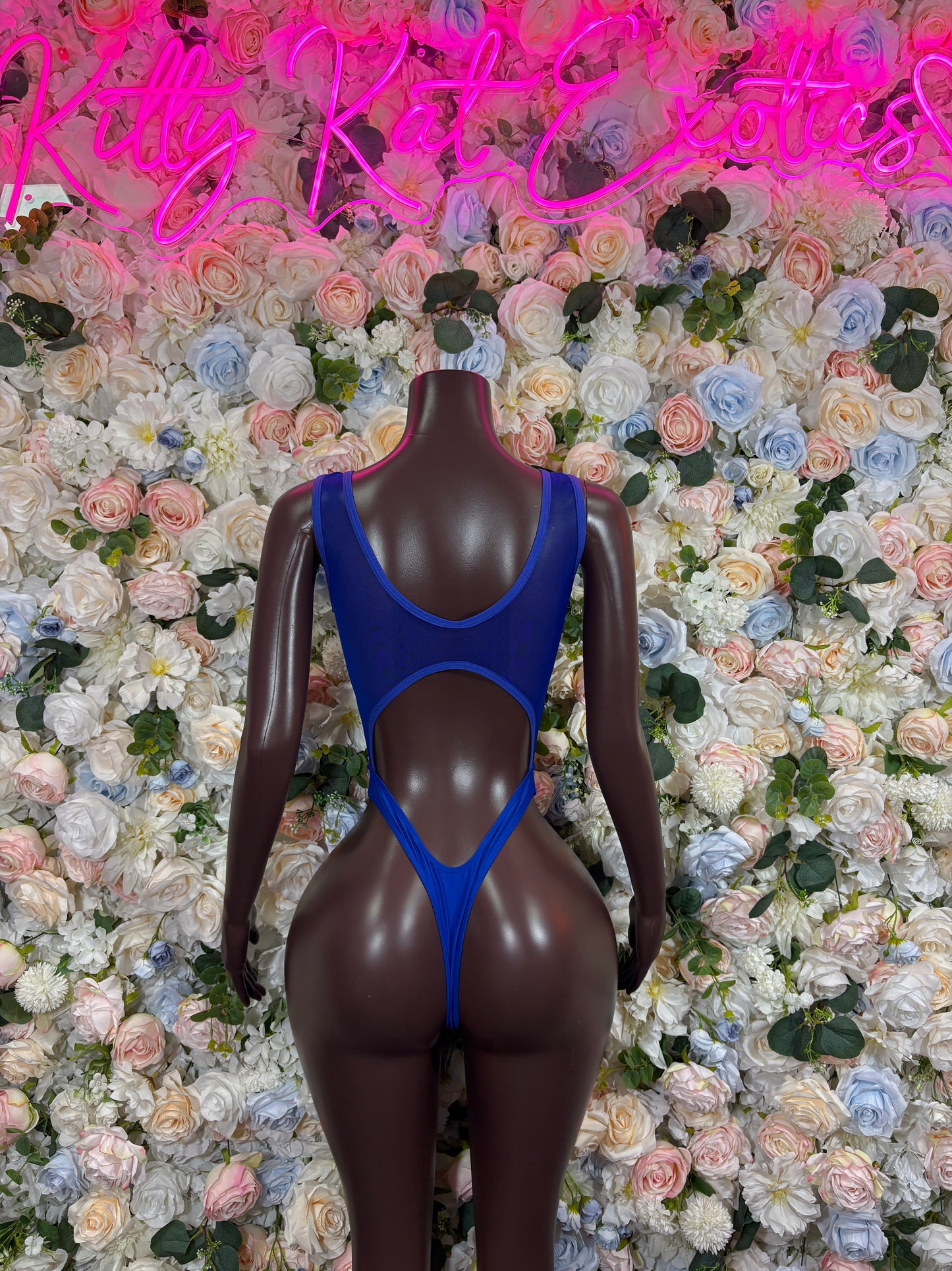 Ravewear One-Piece Blue Mesh Bodysuit - Festival Outfit,  Party Costume, Glitter Dancewear, Boho Clubwear