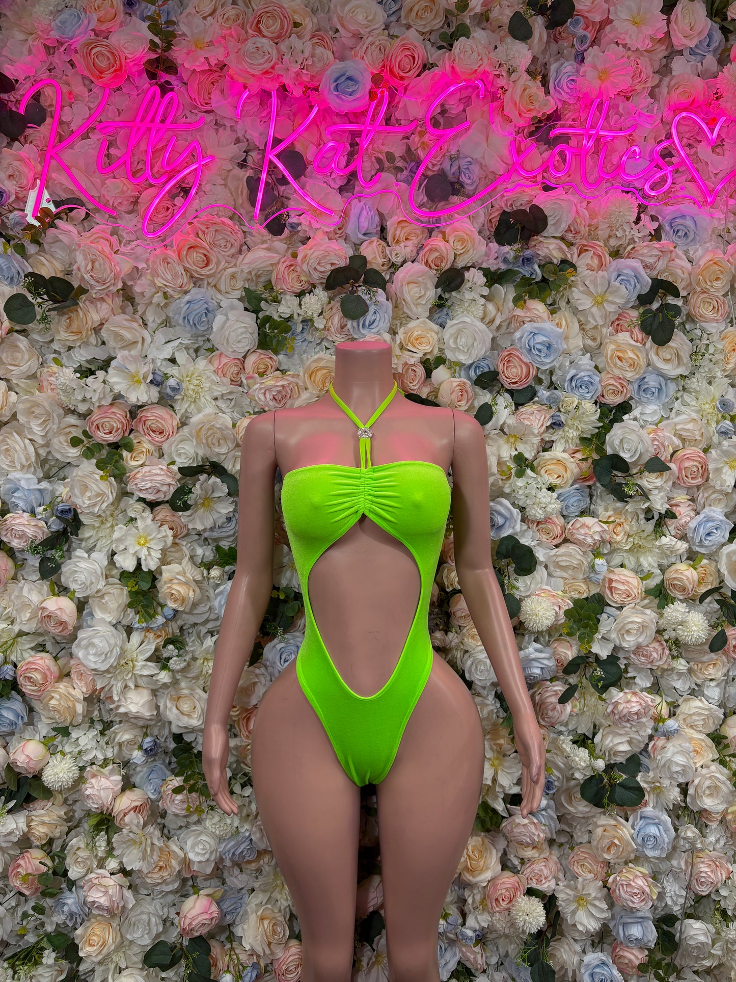 Exotic Dancewear One-Piece Bodysuit - Neon Green Raves, & Festival Clothing