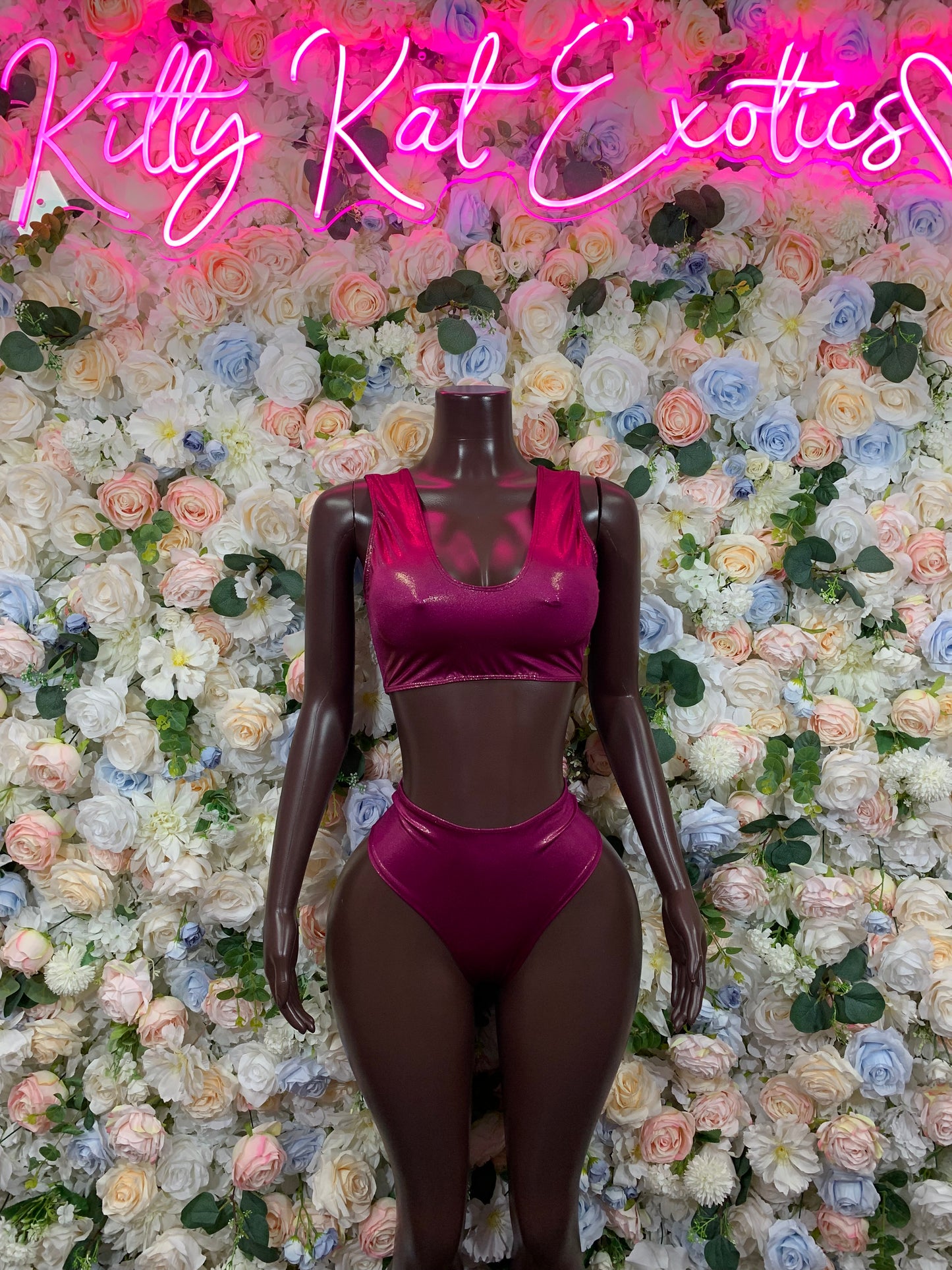 Burgundy Two Piece Rave Outfit, Rave Festival Wear