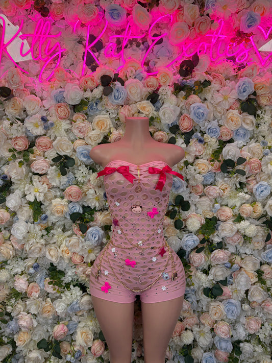 Custom made Fishent Pink Dress Exotic Dancewear Festival wear