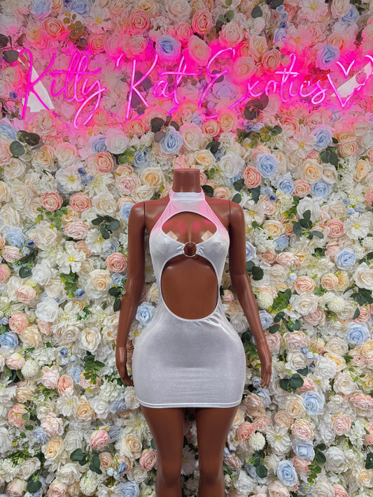 Dress White Metallic - Dress Exotic Dancewear for Performers, Raves, & Festival Clothing