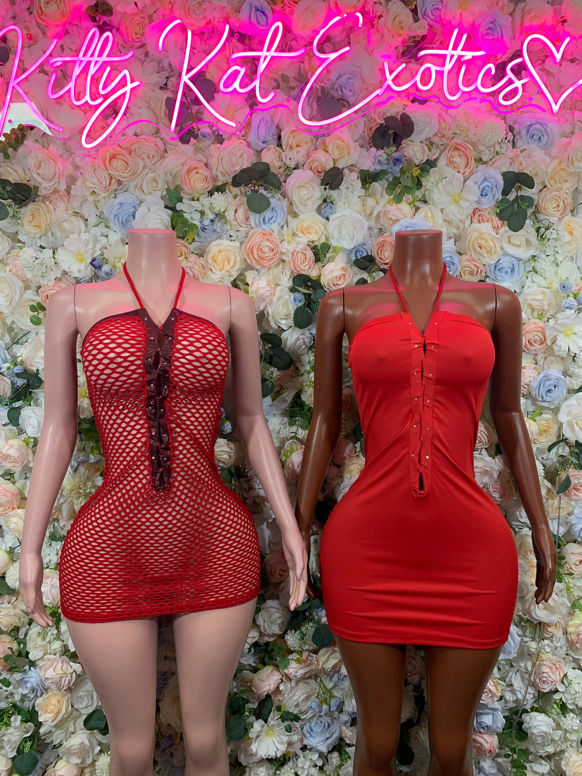 Red Fishnet Midi Cocktail Dress, Elegant Party Wear