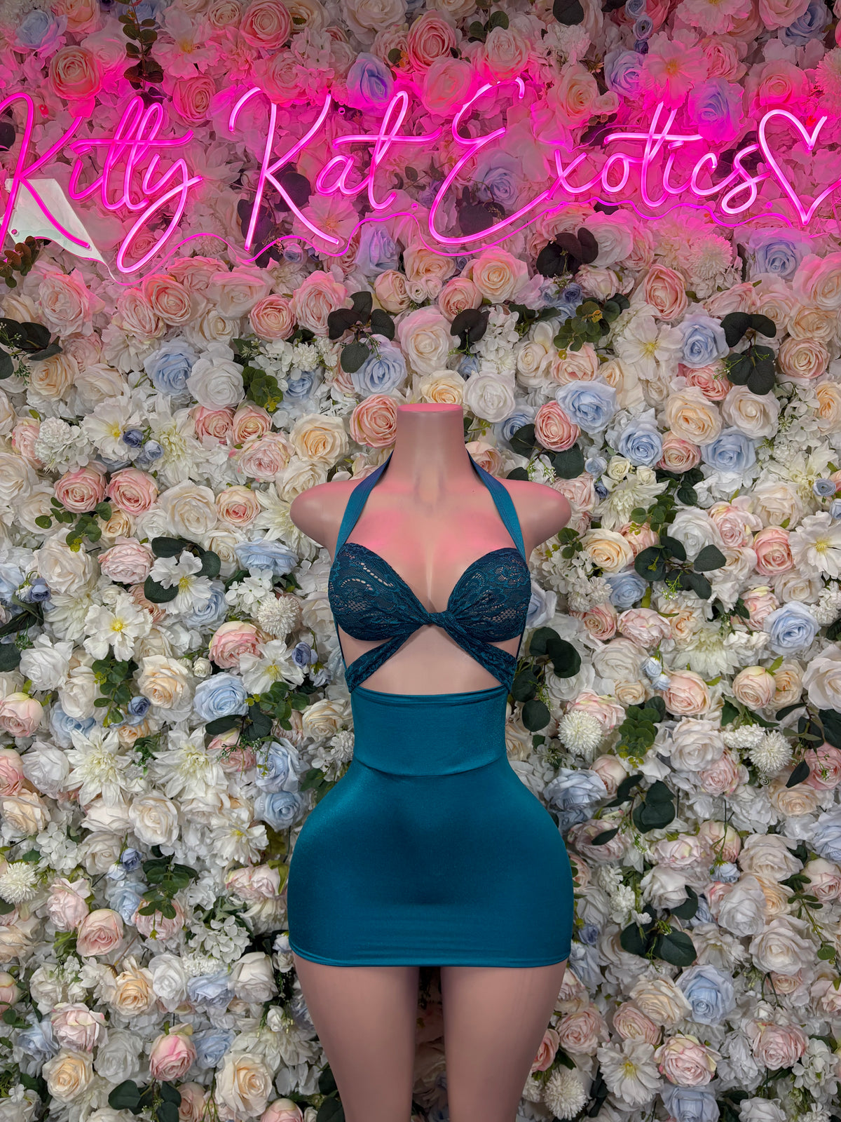 Teal Lace Cutout Mini Dress, Halter Bodycon Club Dress, Rave Outfit, Festival Wear, Party Night Out Dress
