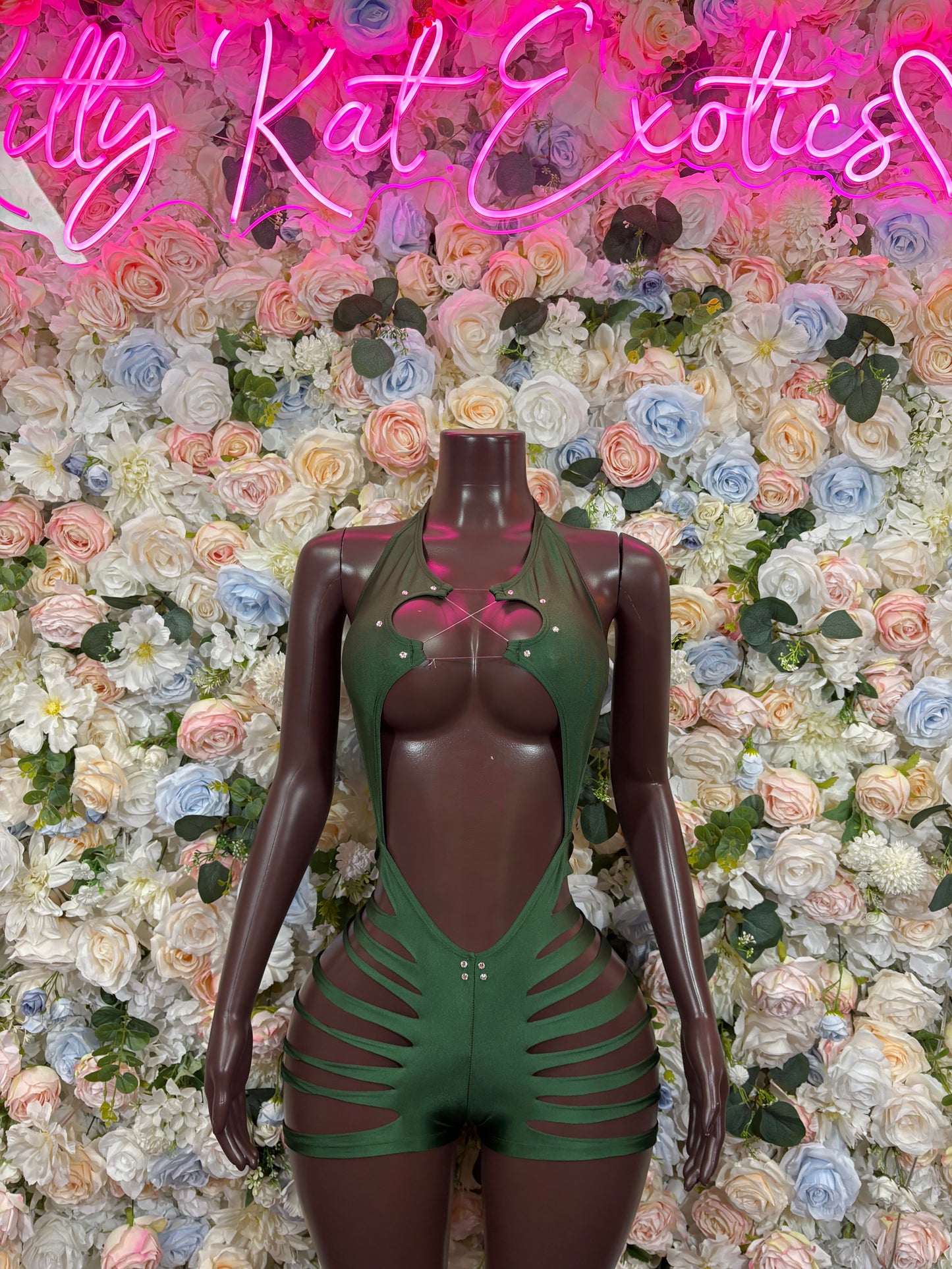 Forest Green Bartender Bottlegirl Bodysuit Exotic Dancewear