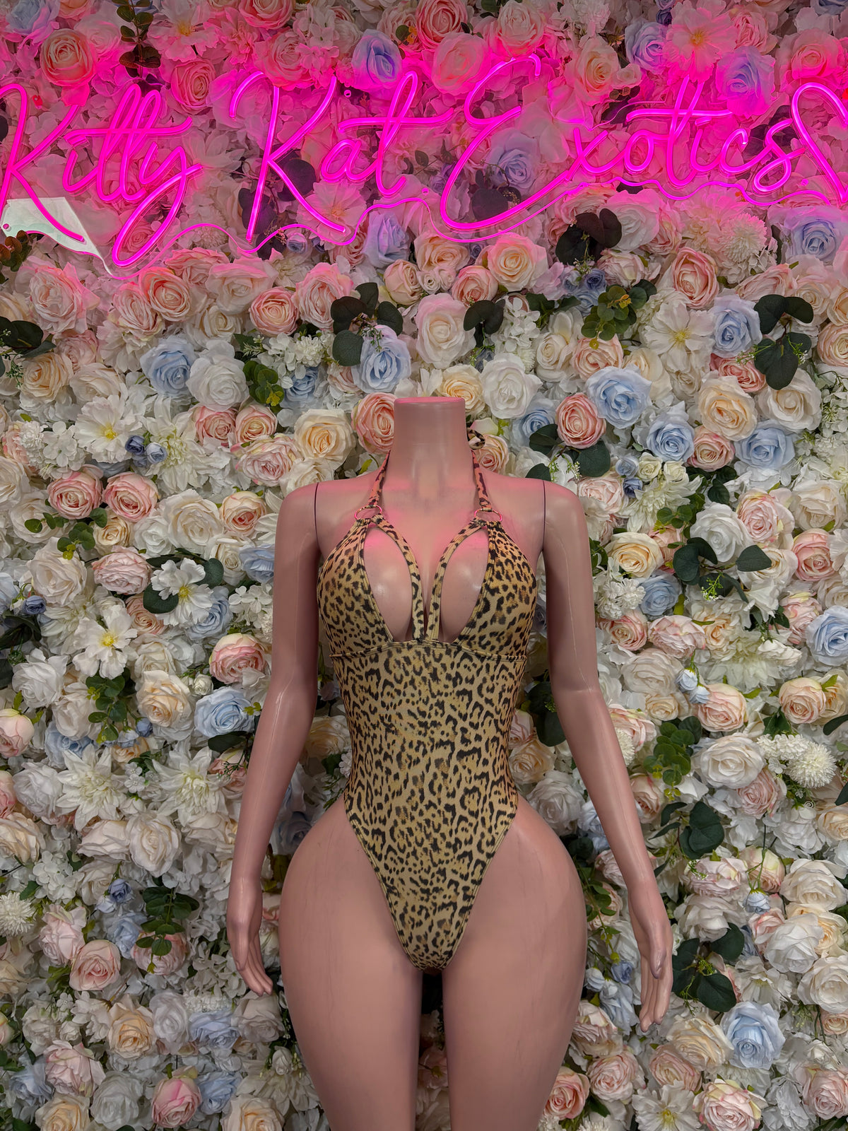 Leopard Print One Piece Bodysuit Exotic Dancewear Festival Outfit, Dancewear, Party Clubwear