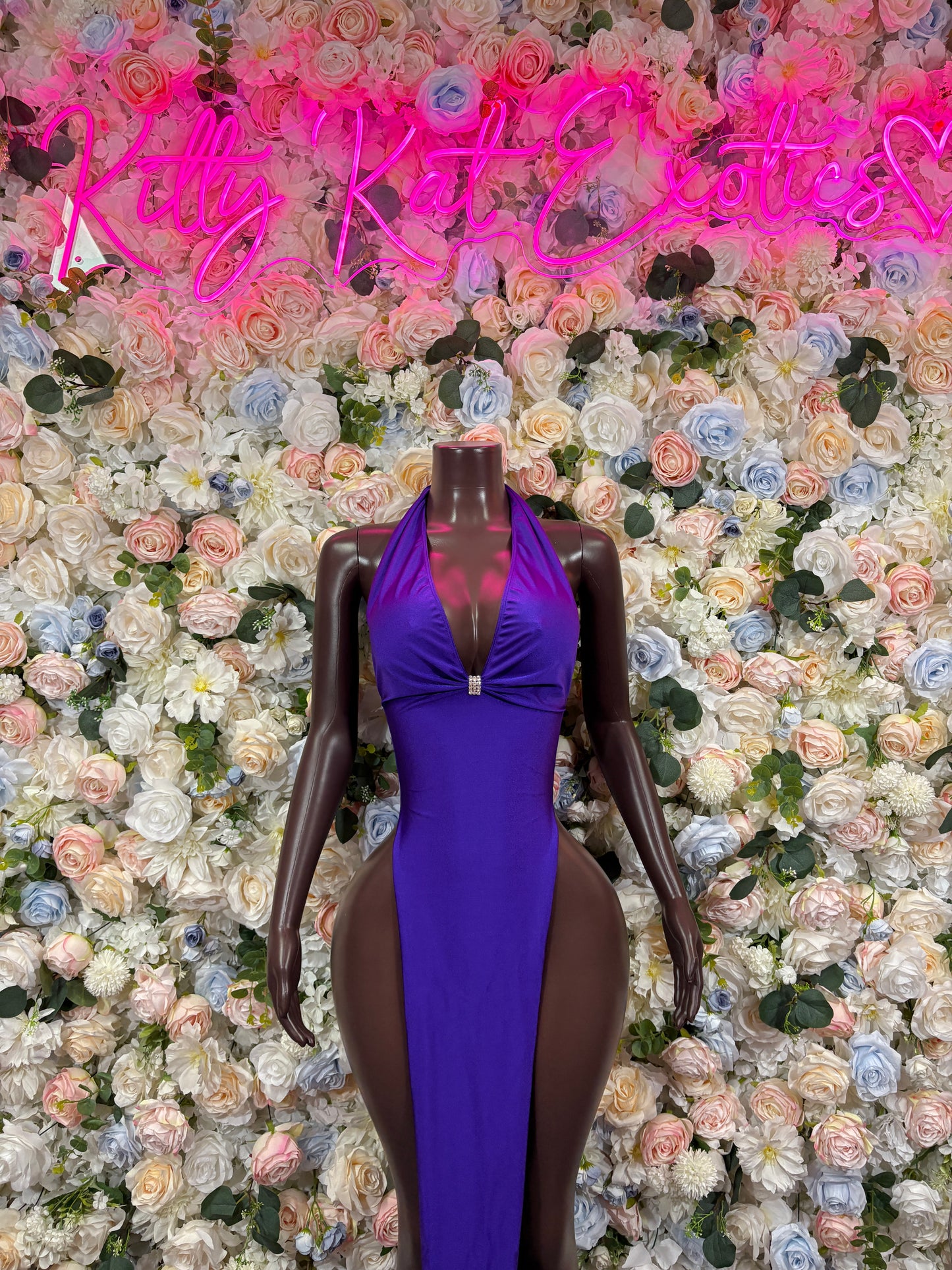 Summer Purple Gown - Sexy Dance Costume, Sultry Clubwear Gown, Bold Performance Outfit, Trendy Party Dress