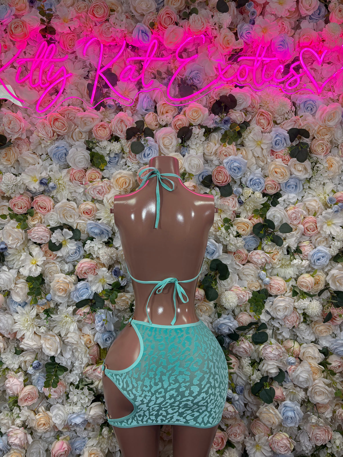 Bottle girl Mint Velvet Crop Top Mini Skirt Two Piece Rave Festival Outfit PlurRavewear