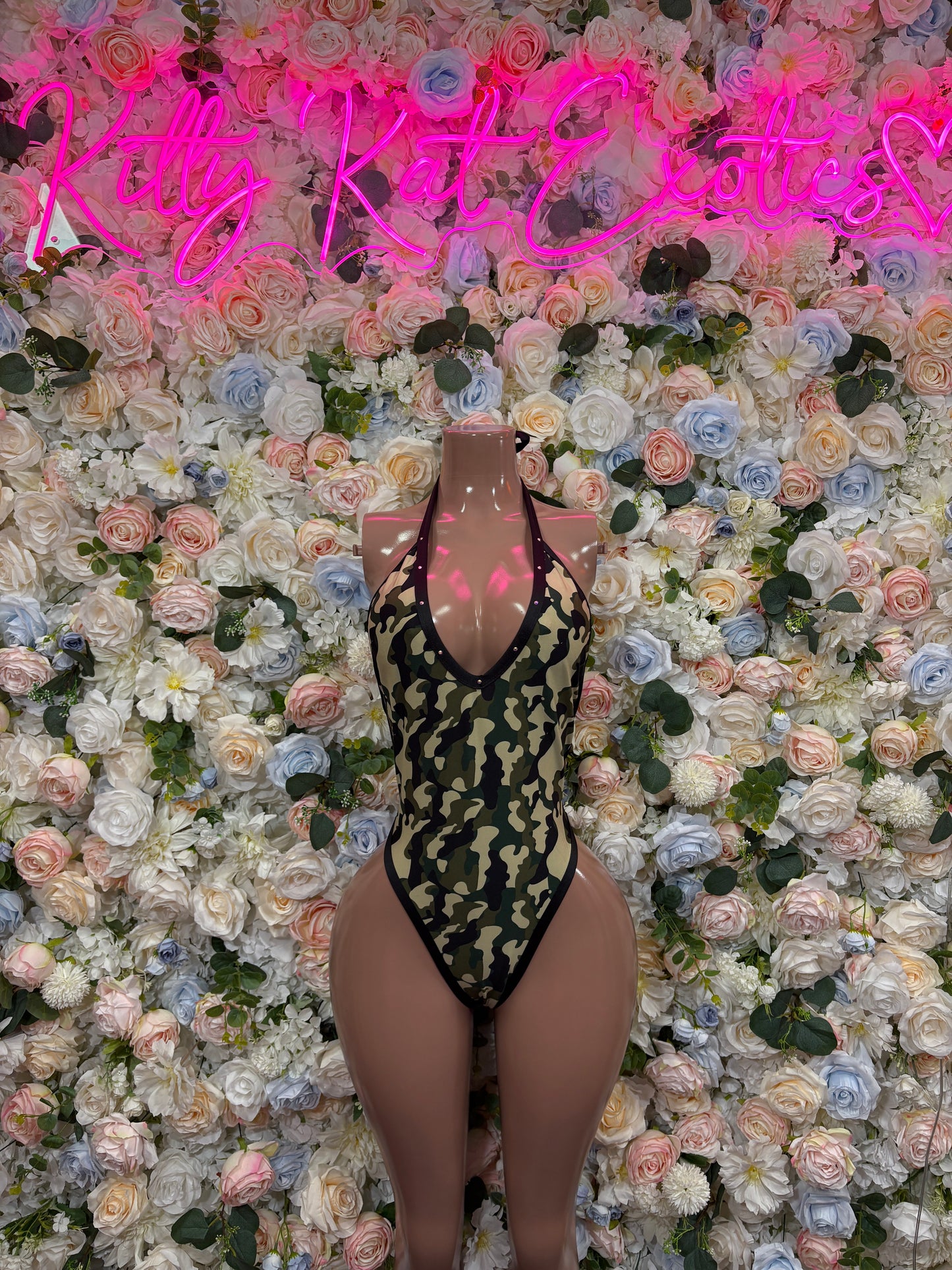 Camo Print Bodysuit - Festival Outfit, Exotic Dancewear, Rave Clubwear, Party Bodysuit
