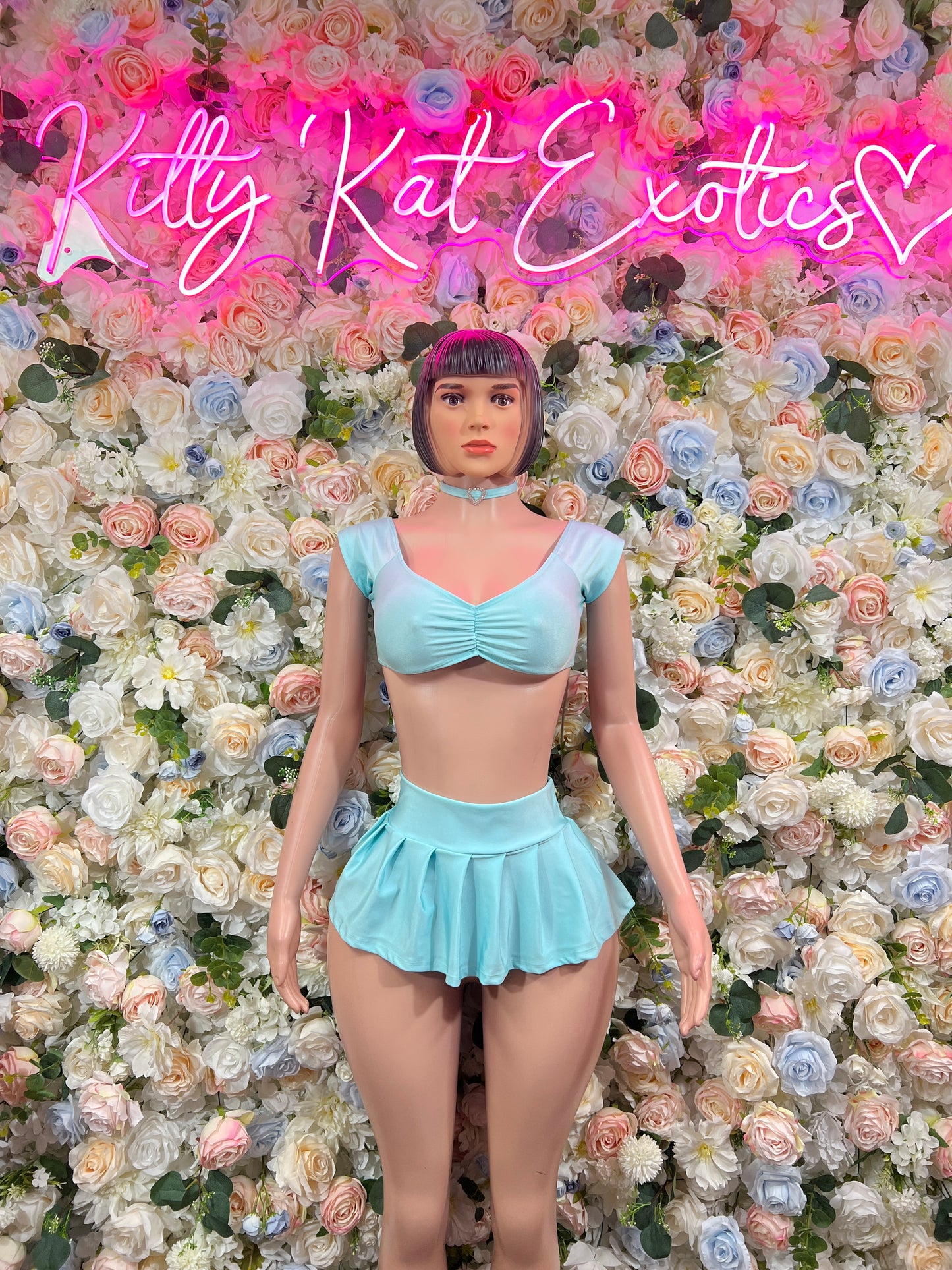 Two Piece Blue Skirt Festival  Rave-wear Exotic Dancewear for Performers, Raves, & Festival Clothing