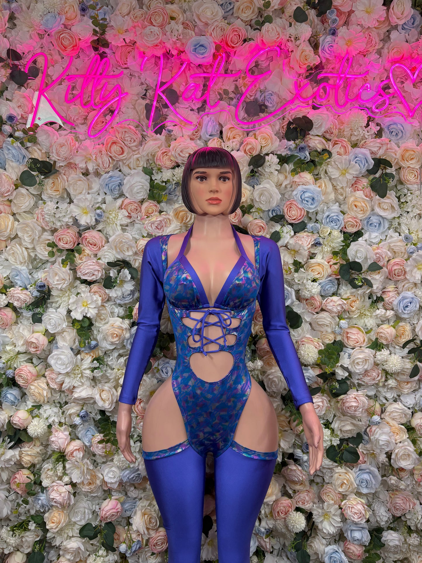 Bottlegirl Blue Metallic Bartender Outfit