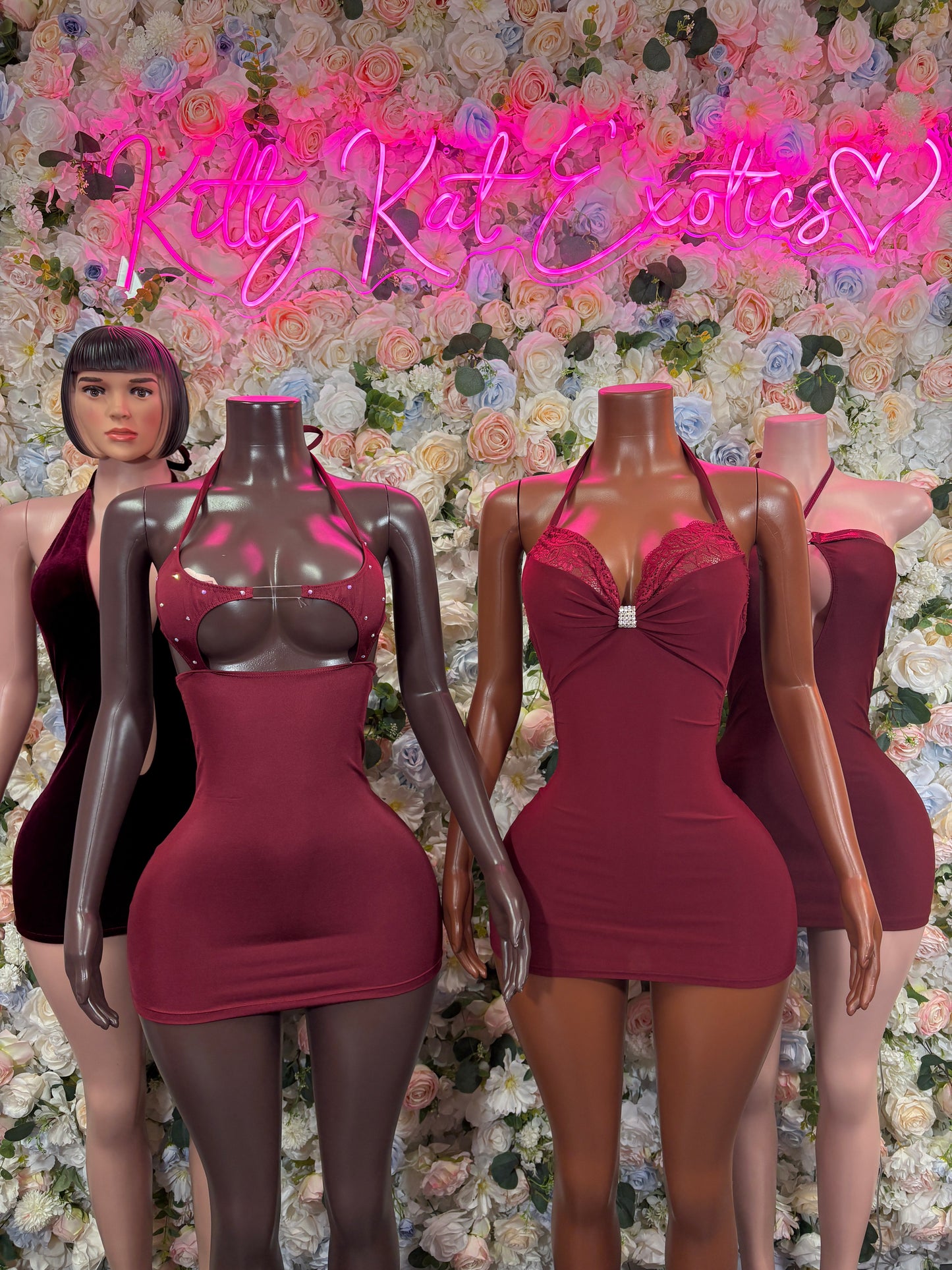 Burgundy Dress Ravewear - Sexy Clubwear Outfit for Women, Festival Party Dress, Date Night Clubbing Bodysuit Style