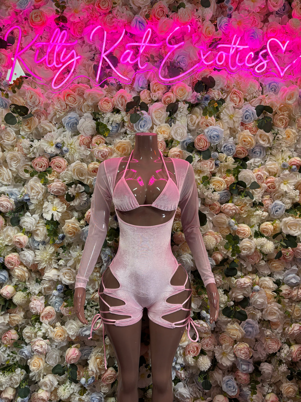 Baby Pink Velvet Lace-Up Bodysuit | Rave Clubwear, Festival Outfit