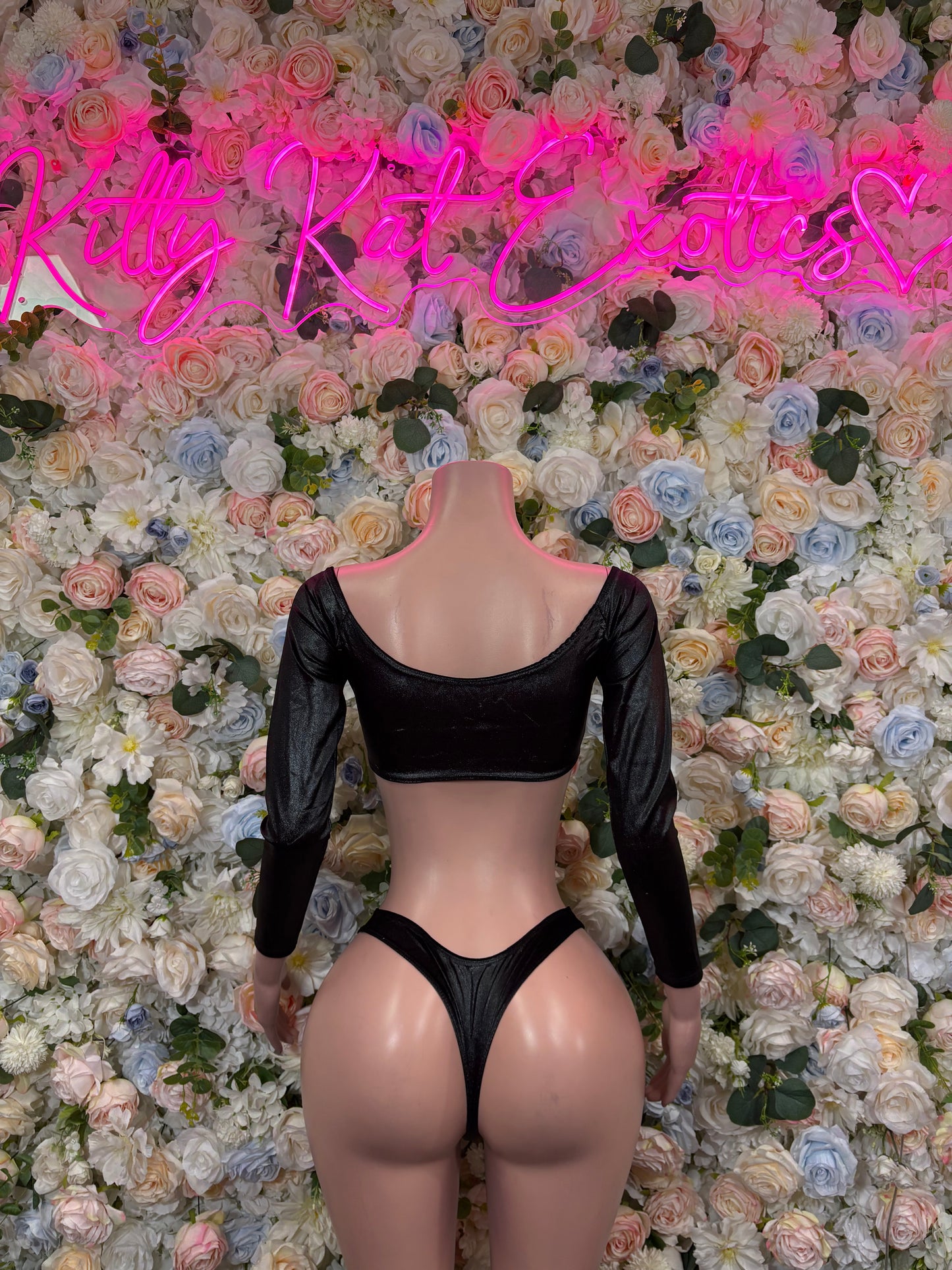 Black Two Piece Rave Festival Wear - Exotic Dancewear Clubwear Bottle Girl Ravewear