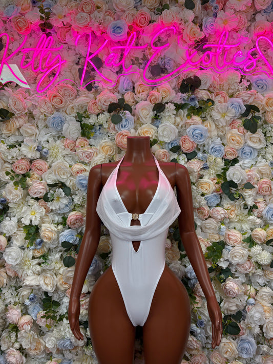 White Bodysuit Women | Sexy Rave Festival Outfit, Bottle Service Clubwear, One Piece Dancewear for Strippers & Festival Goers