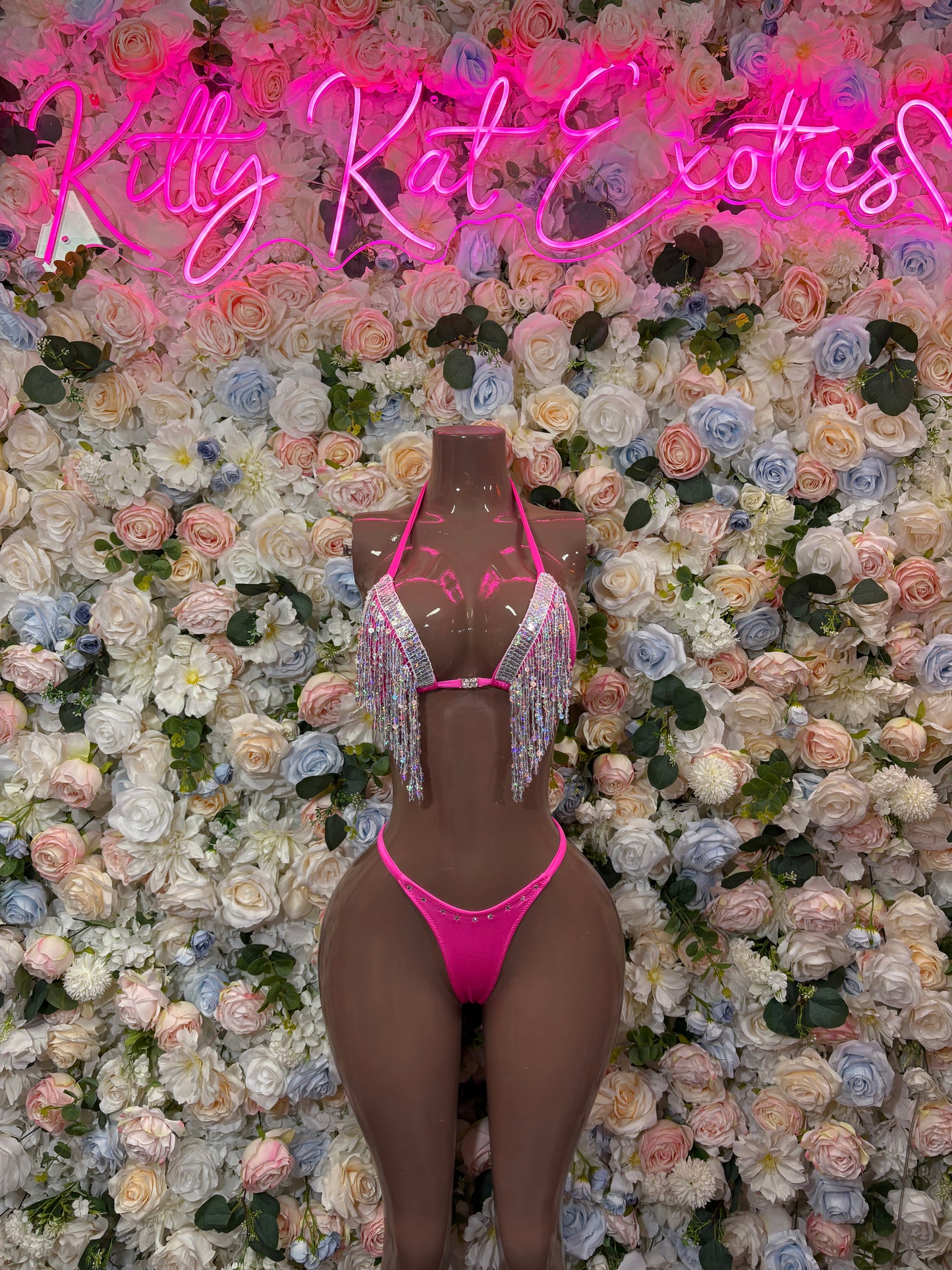 Pink Bikini - Fringe Two Piece Set Exotic Dancewear Rave Festival Outfit