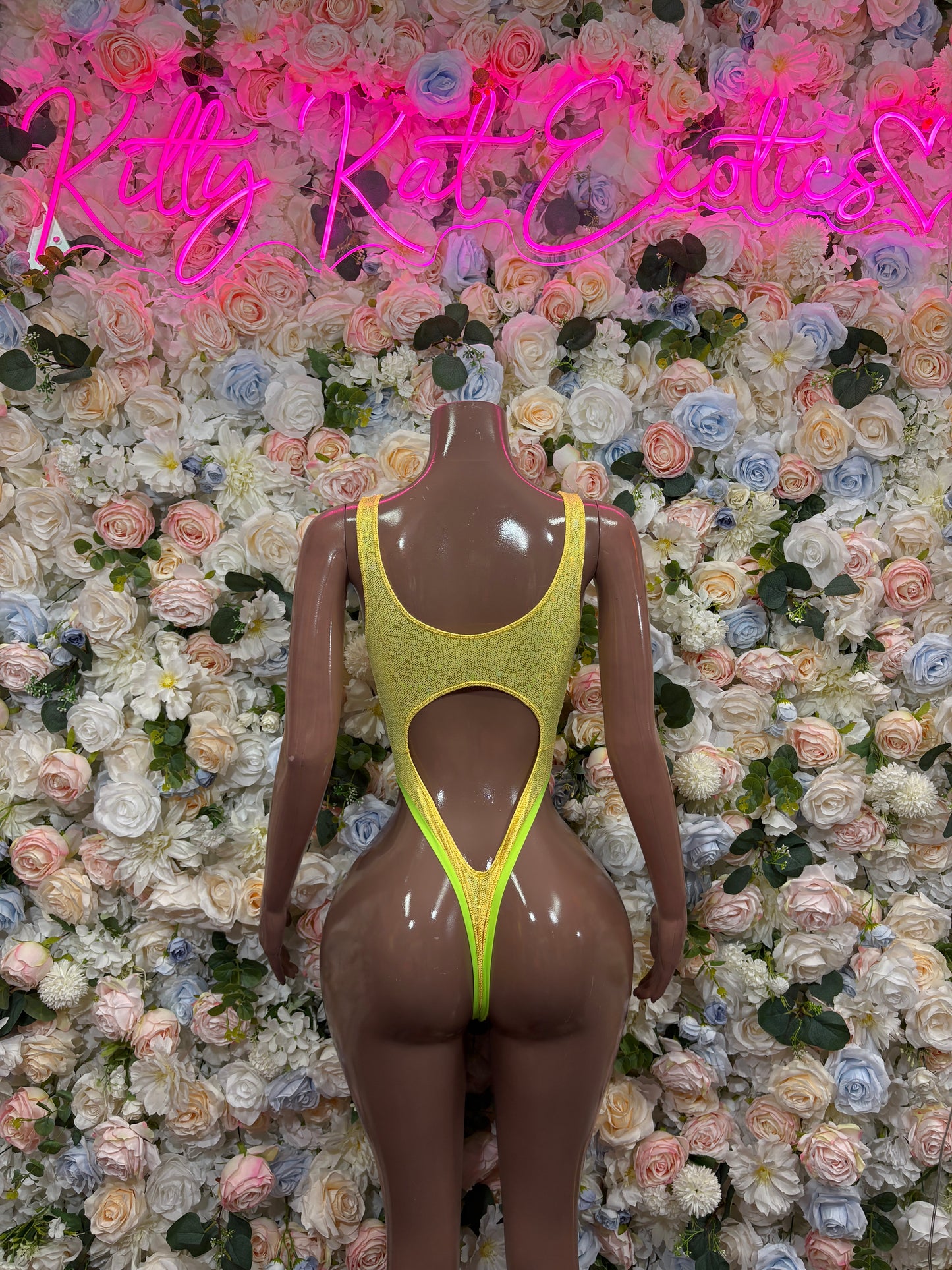 Yellow Bodysuit - Sexy One Piece Rave Clubwear Outfit for Women Bottlegirl Bottle Service