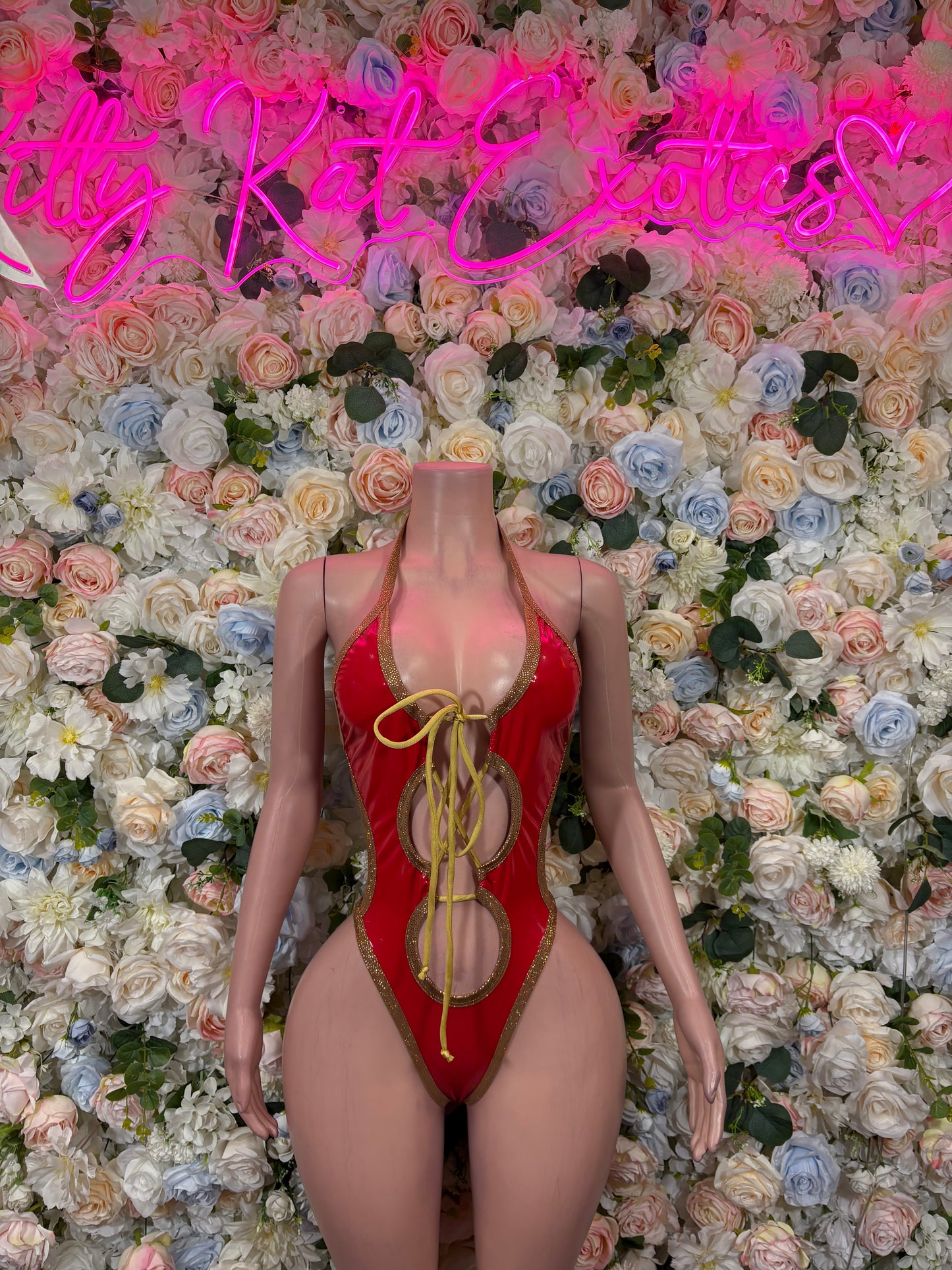 Matte Red Festival Bodysuit Women - Rave Outfit Exotic Dancewear Clubwear Bottle Girl Bodysuit
