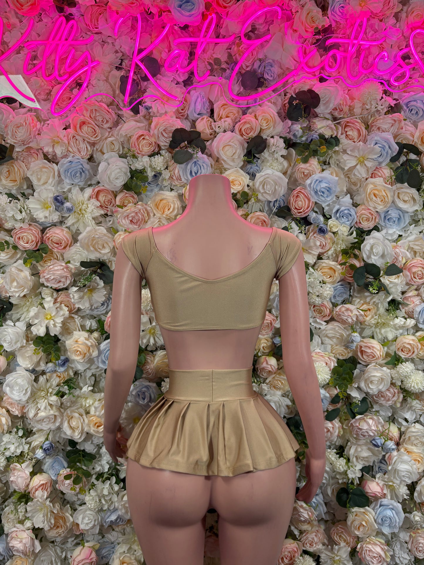 Two Piece Skirt Nude Festival Dress – Metallic Exotic Date Nite Dress, Dancewear