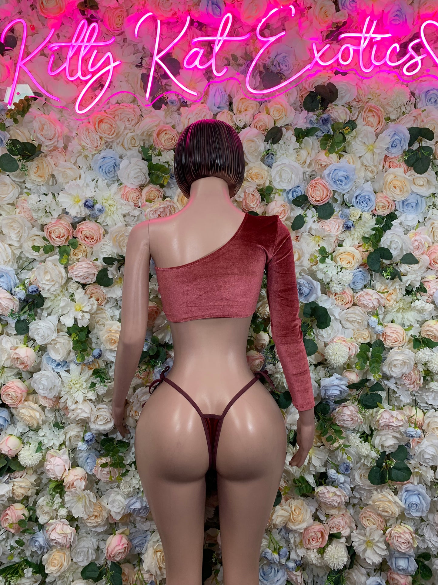Burgundy Two Piece Rave Outfit, Rave Festival Wear