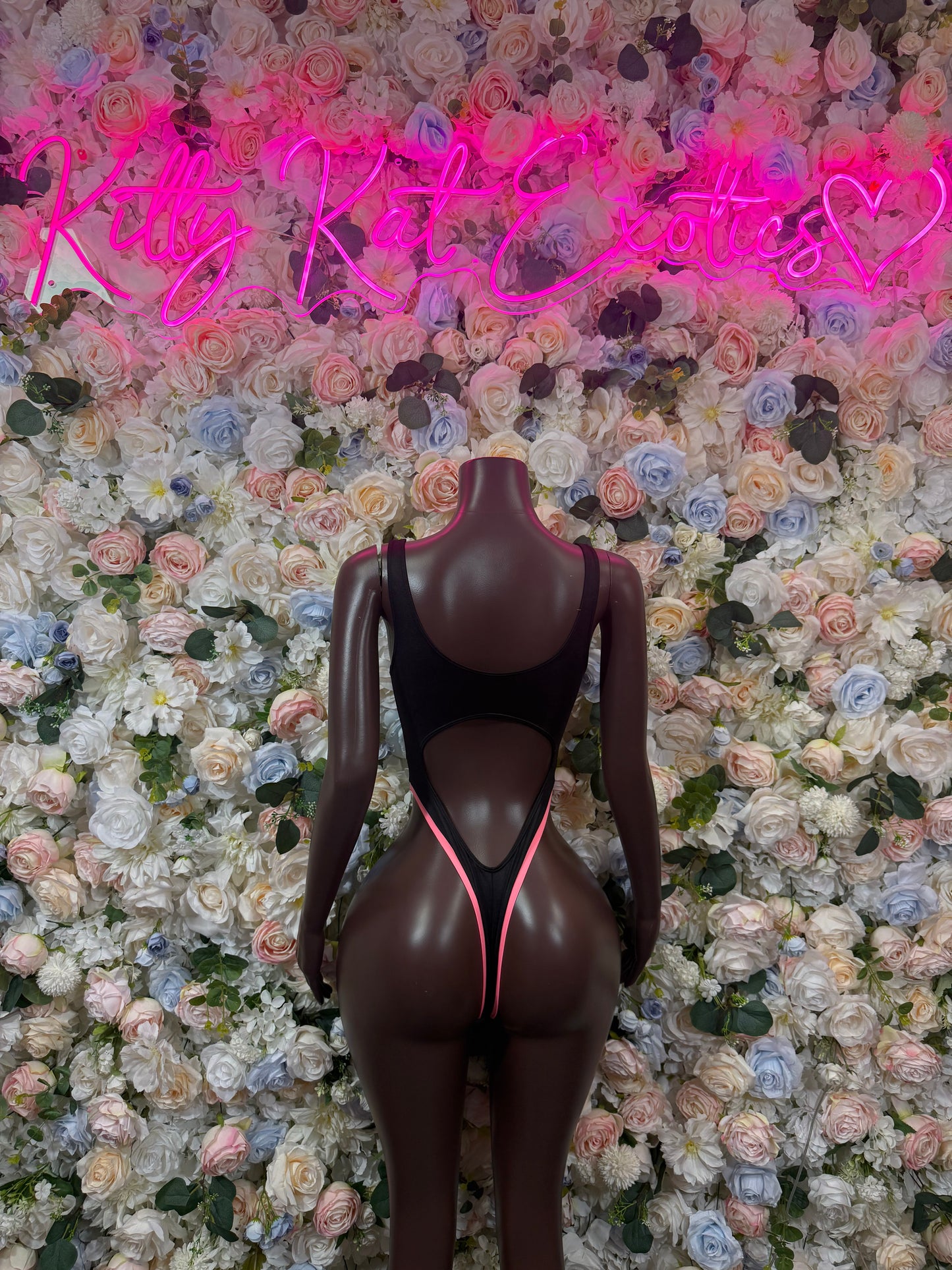 Black And Pink Bodysuit One-Piece Ravewear Bartender Outfit Clubwear