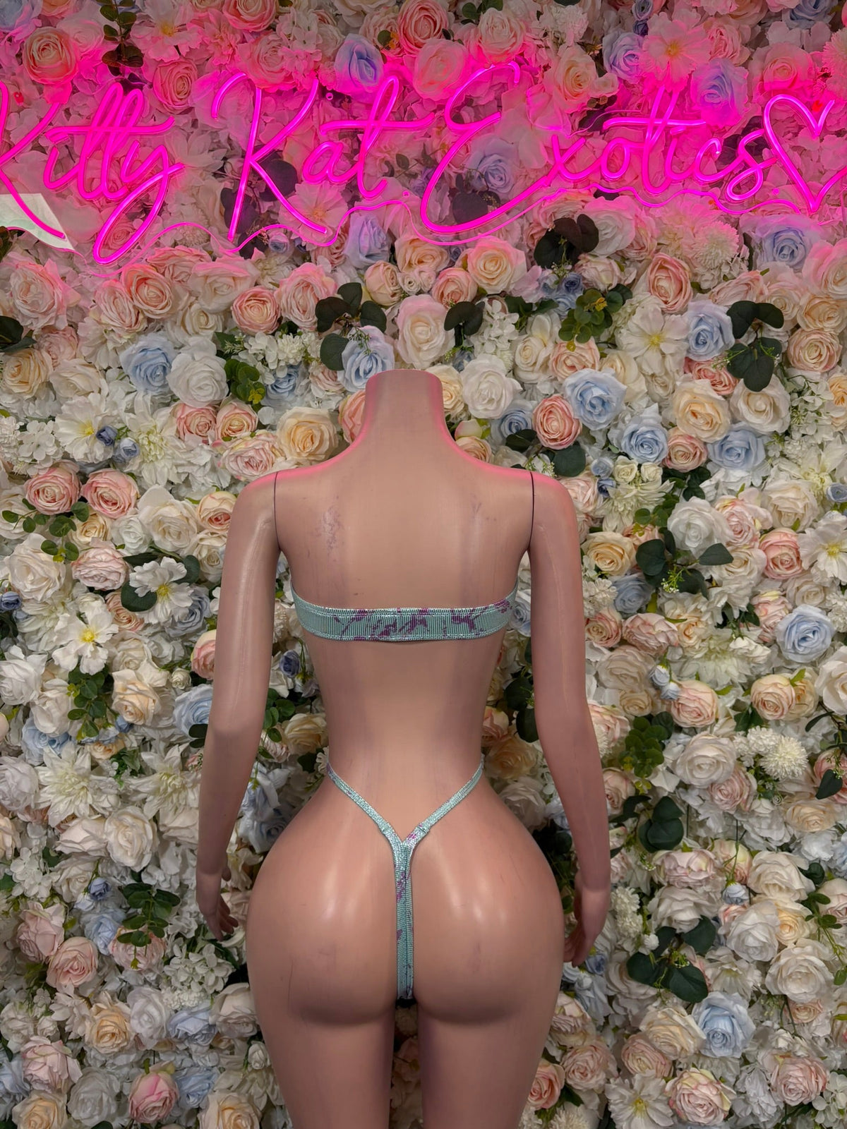 Aqua Animal Print Rave Bodysuit back view