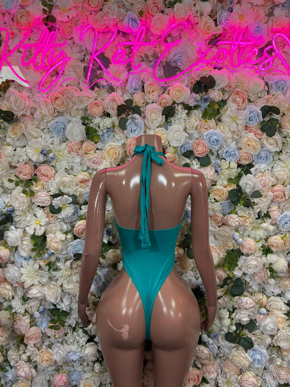 Aqua Holographic Rave Bodysuit back view