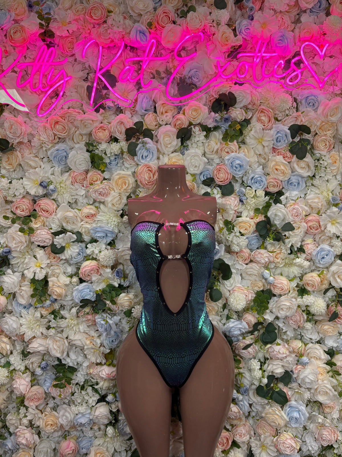 Aqua One-Shoulder Rave Bodysuit front view