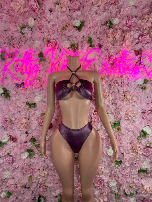 Exotic Dancewear Two Piece Eggplant