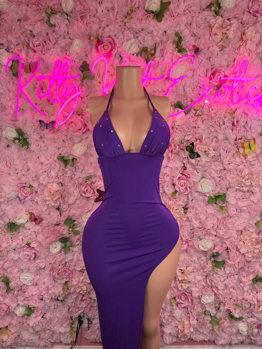 Bridal Purple Gown Exotic Dancewear   Elegant and Sexy Evening Dress for Performers, Events, or Special Occasions