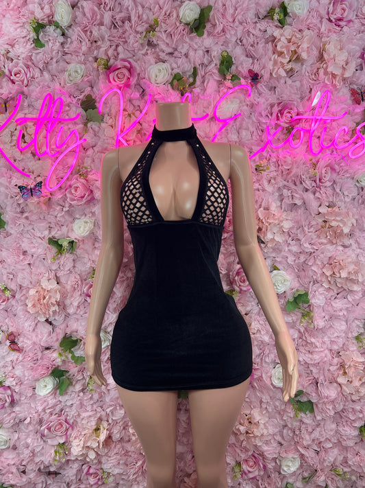 Fishnet Dress Black  Sexy Clubwear for Performers, Rave, and Nightlife | Bold and Seductive Outfit Womens Clothing