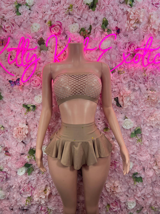 Two Piece Skirt Set Nude