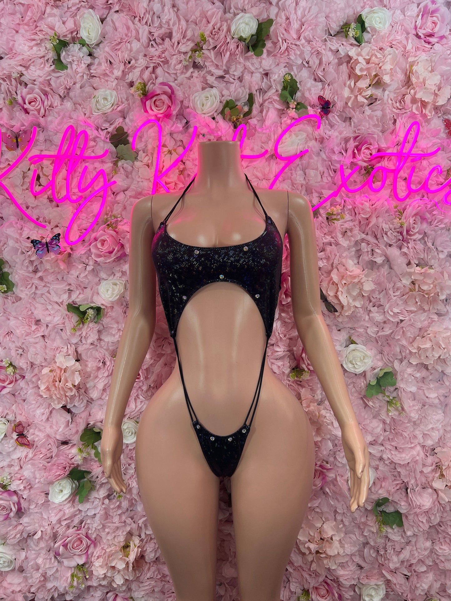 Slingshot Bodysuit Black  Sexy Outfit for Parties, Clubwear, or Festivals | Trendy and Eye-Catching Fashion Exotic Dancewear