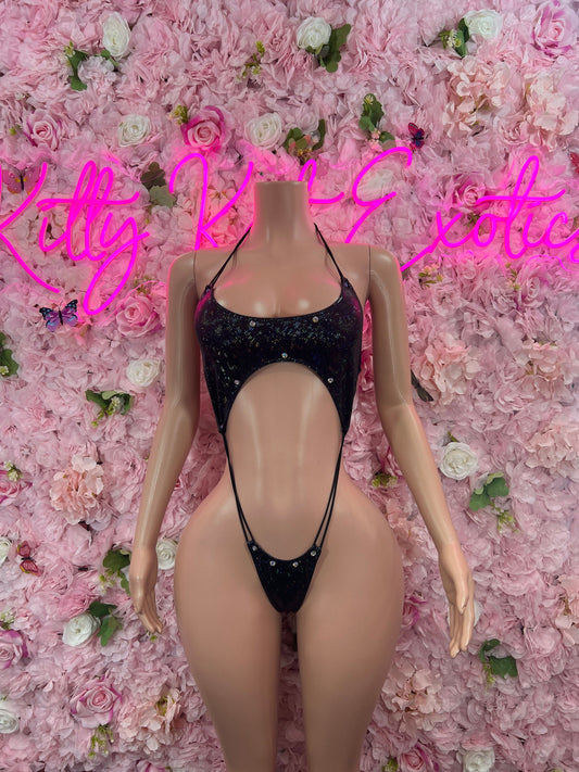 Slingshot Bodysuit Black  Sexy Outfit for Parties, Clubwear, or Festivals | Trendy and Eye-Catching Fashion Exotic Dancewear