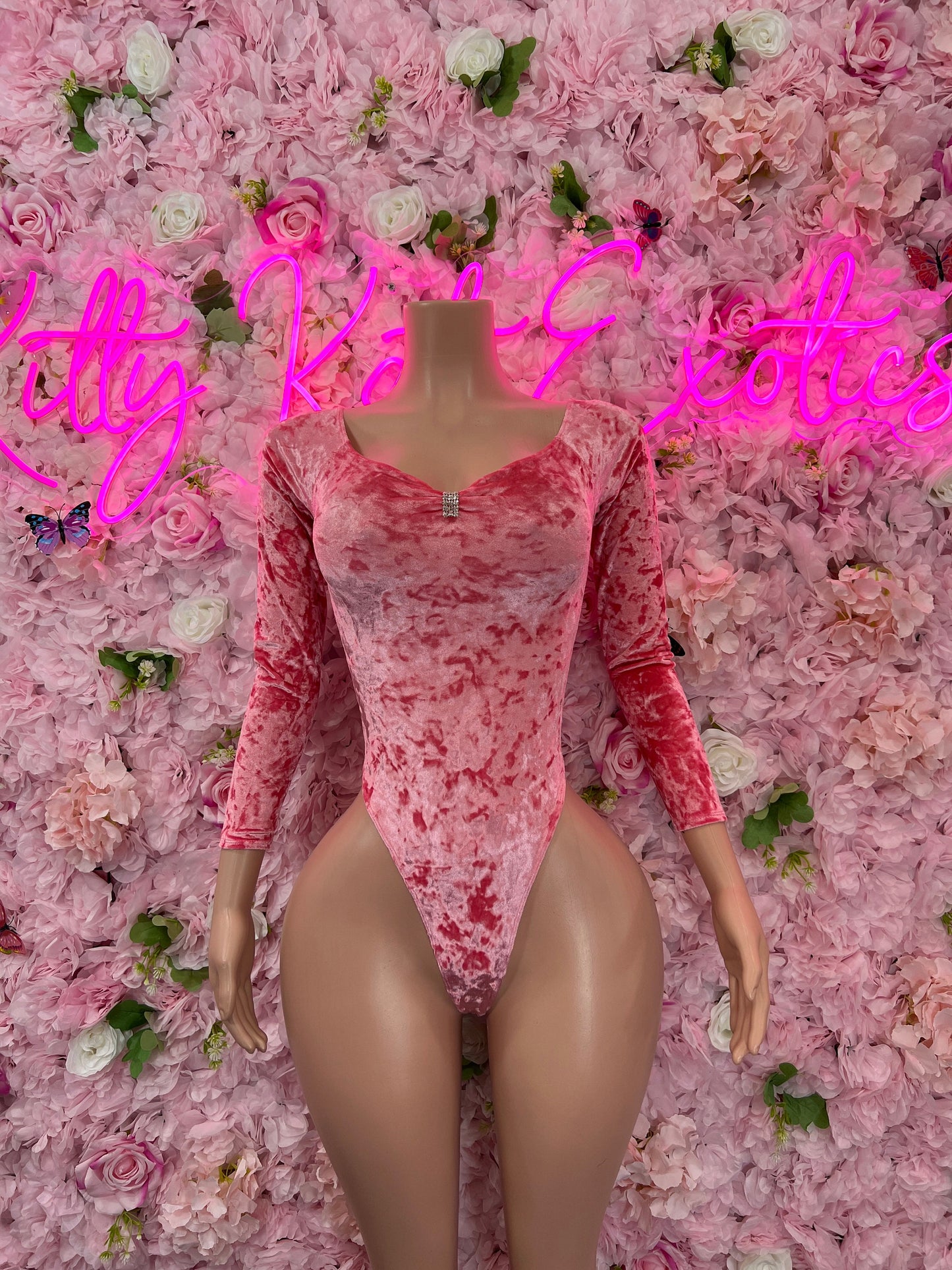 Exotic DancewearExotic DancewearOne Piece Velvet Strawberry Fade