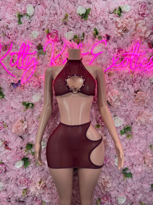 Two Piece Burgundy Cut Off