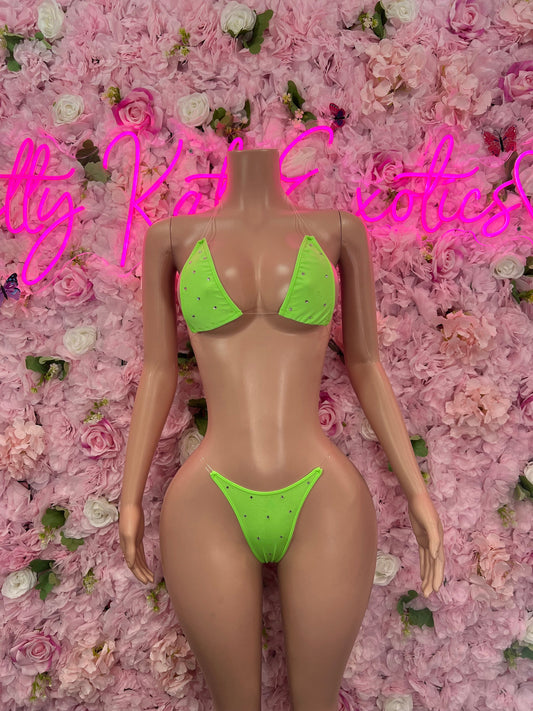Two-Piece Green Bikini  Cute Swimsuit Set for Beach, Pool, or Vacation | Exotic Dancewear Festival wear