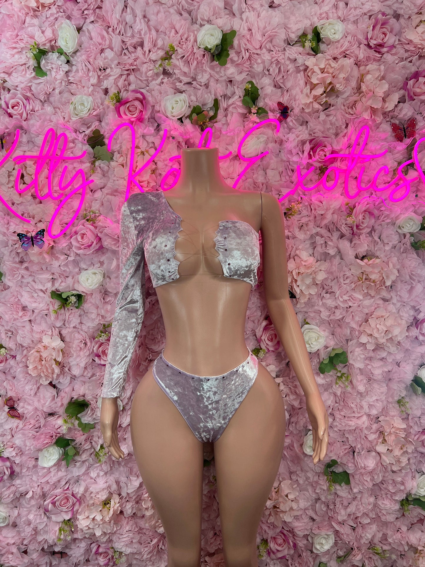 Two Piece Velvet Silver