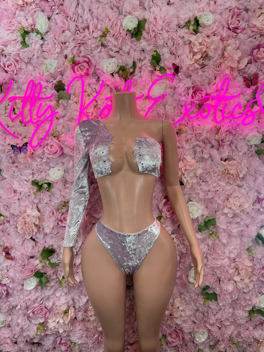 Two Piece Velvet Silver