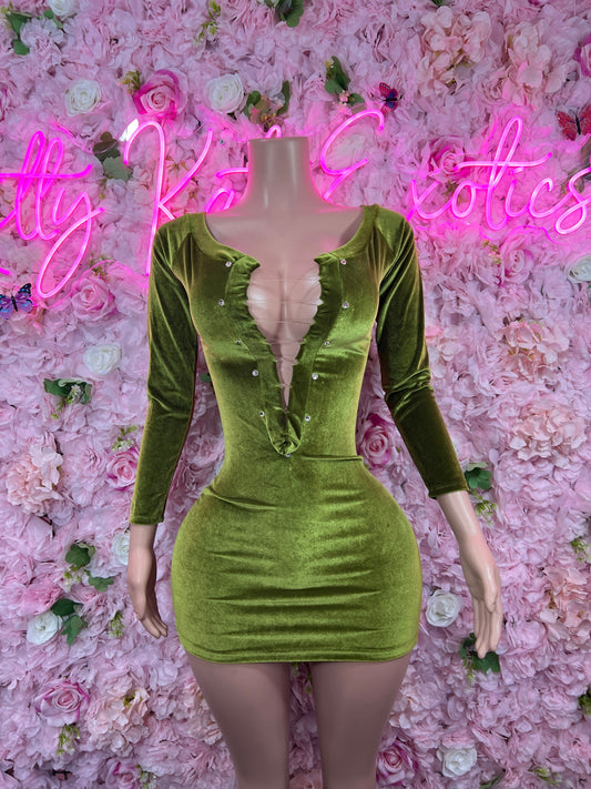 Green Velvet Dress  Soft and Elegant Party, Evening, or Casual Wear | Luxurious Women's Fashion Womens Clothing