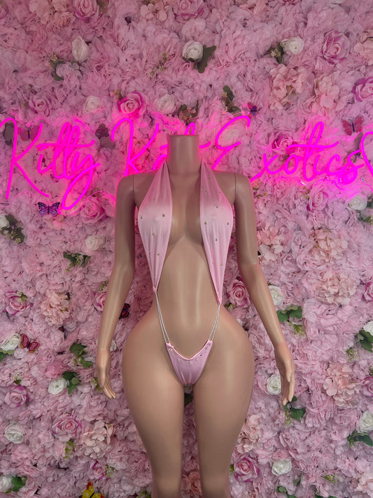 Exotic DancewearSlingshot Bodysuit Pink Sexy Outfit for Parties, Clubwear, or Festivals | Trendy and Eye-Catching Fashion Exotic Dancewear