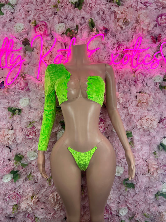 Exotic DancewearTwo Piece One Sleeve Green