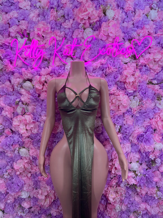Bridal Emerald Green Gown Exotic Dancewear   Elegant and Sexy Evening Dress for Performers, Events, or Special Occasions