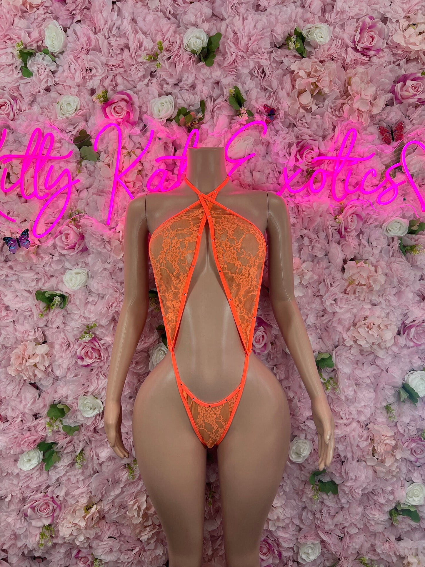 Exotic DancewearOne Piece Lace Orange 2