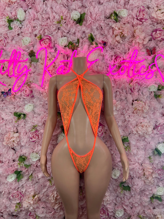 Exotic DancewearOne Piece Lace Orange 2